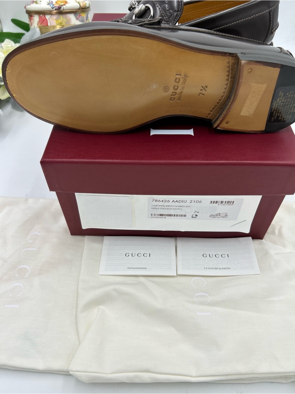 Men's Gucci KAVEH GG embossed leather loafers size 7.5 fits 8.5 US made in Italy - Picture 7 of 12
